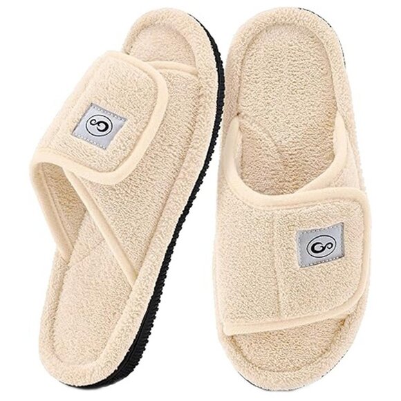 HARENCE Women's House Shoes Adjustable Orthopedic Arch Ivory Size 10/11 - Picture 1 of 6